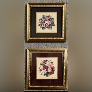 Gold plated framed flowers